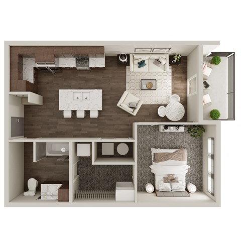 One Bed / One Bath 690 SF Floor Plan at The Westline at Flanagan Lake in Omaha, NE
